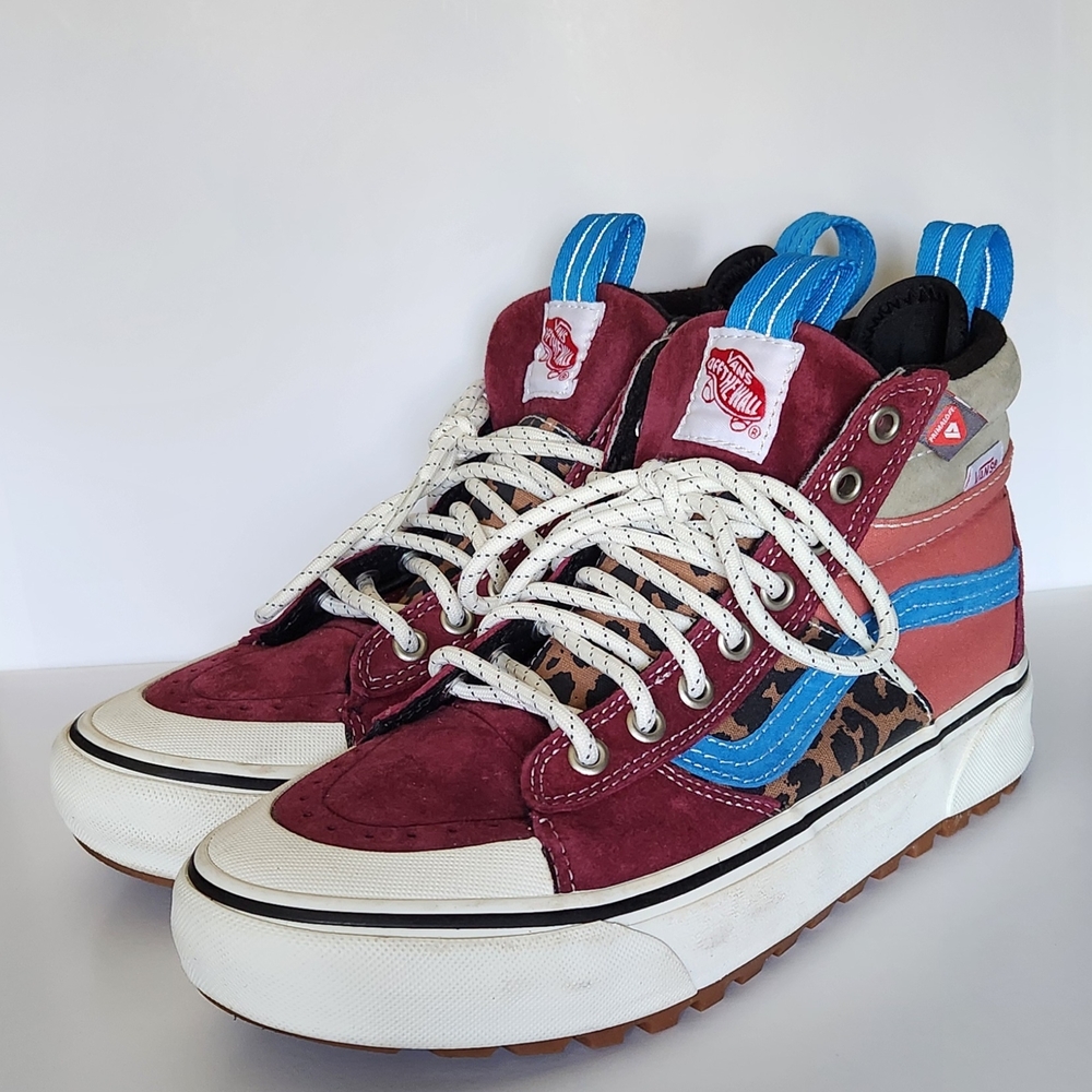 Vans Off The Wall Sneakers with Burgundy and Blue Accents